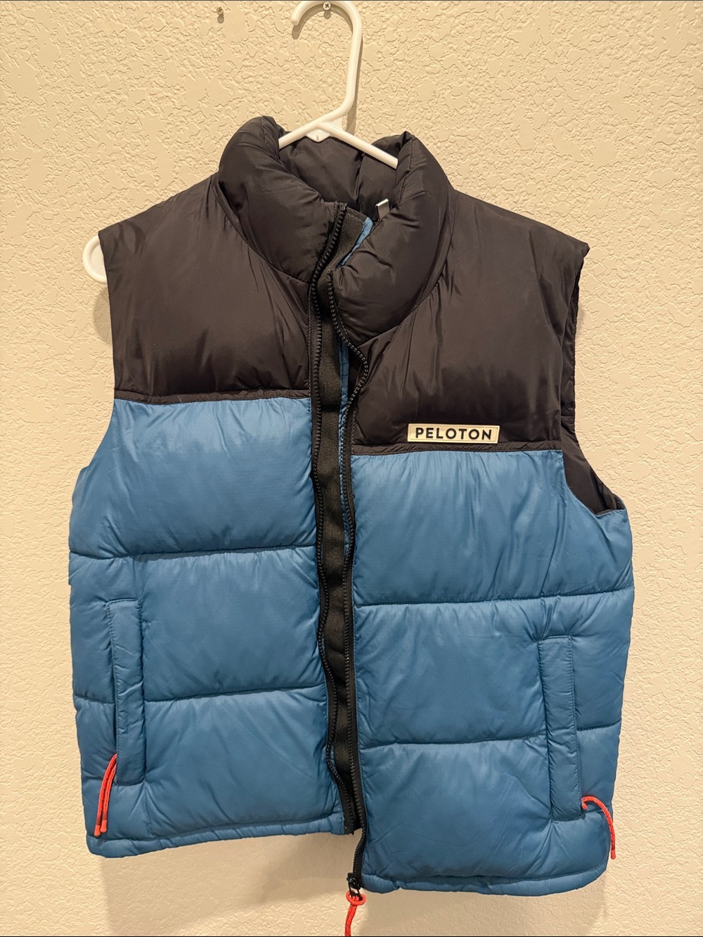 Peloton Two-Tone Blue and Black Quilted Puffer Vest